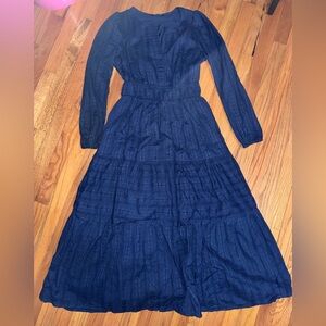 Long Sleeve Navy Blue Dress